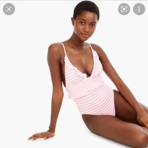 J Crew Plunging Ruffle Swimsuit